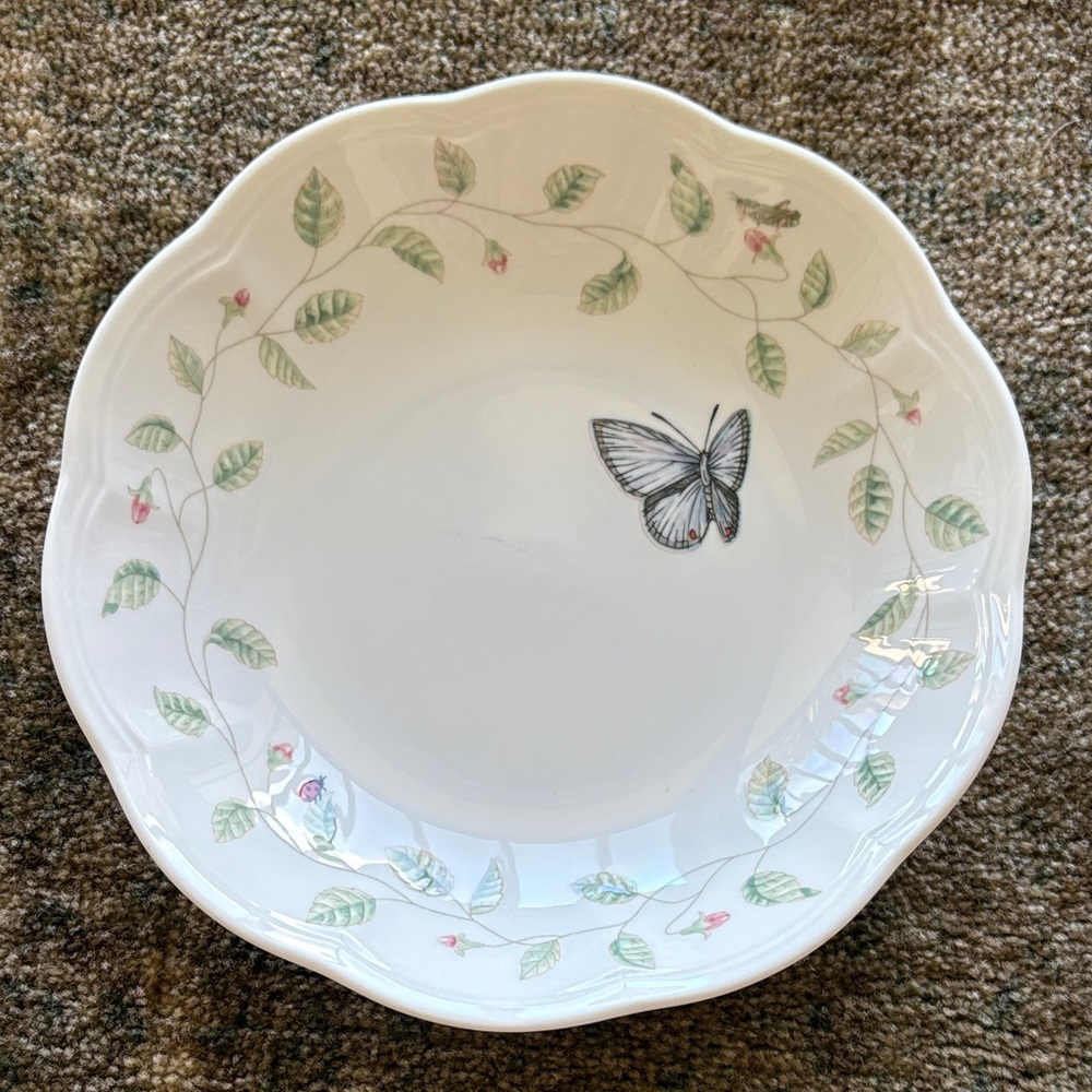 Lenox White Bowl with Butterfly and Leaf Design